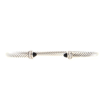 David Yurman Cable Classic Bracelet Sterling Silver with Onyx and Diamonds 4mm