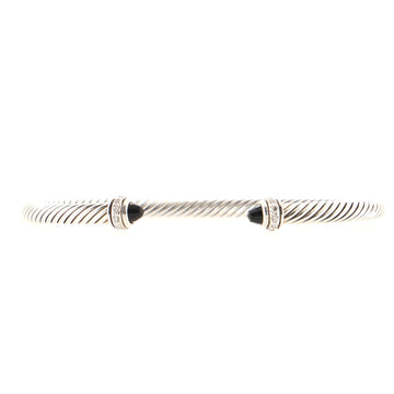 David Yurman Cable Classic Bracelet Sterling Silver with Onyx and Diamonds 4mm
