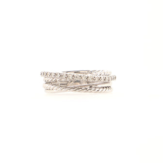 David Yurman Crossover Ring Sterling Silver with Pave Diamonds 7mm