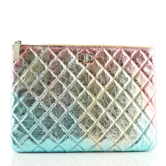 Chanel Reissue 2.55 O Case Clutch Quilted Multicolor Metallic Goatskin Medium