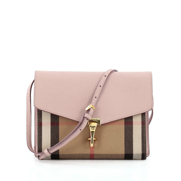 Burberry Macken Crossbody Bag Leather and House Check Canvas Small