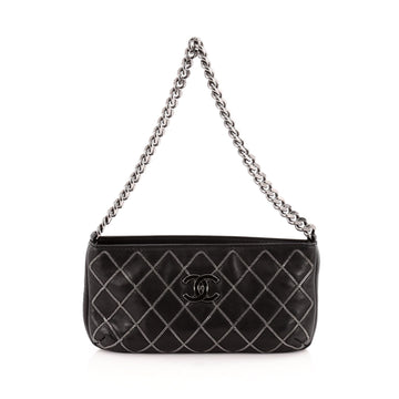 Chanel Chain Stitch Pochette Quilted Calfskin Small