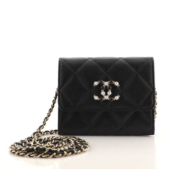 Chanel Coco Candy Card Holder on Chain Quilted Caviar