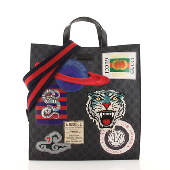 Gucci Courrier Convertible Soft Open Tote GG Coated Canvas with Applique North South