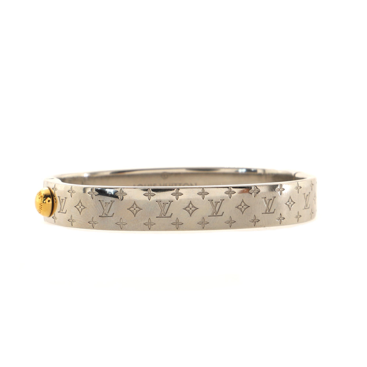 Louis Vuitton Nanogram Cuff Bracelet Metal Silver 1125391