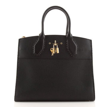 Louis Vuitton City Steamer Handbag Studded Leather MM