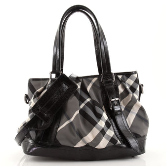 Burberry Lowry Convertible Tote Beat Check Nylon Large