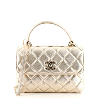 Chanel Trendy CC Top Handle Bag Quilted Metallic Lambskin Small