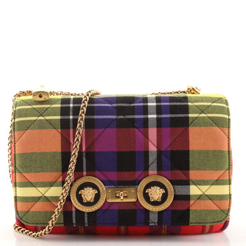 Versace Medusa Padlock Icon Flap Bag Quilted Tartan Canvas Medium