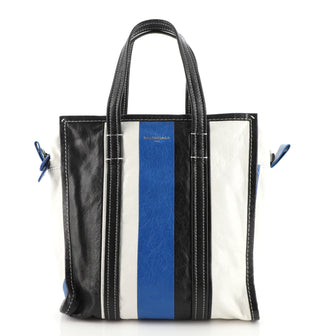Balenciaga Bazar Convertible Tote Striped Leather Small
