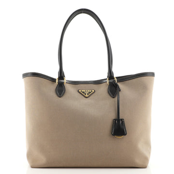 Prada Open Tote Canvas with Leather Medium
