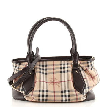 Burberry Heathcliff Convertible Tote Haymarket Coated Canvas Medium