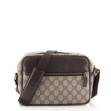 Gucci Front Zip Crossbody GG Coated Canvas with Leather Small