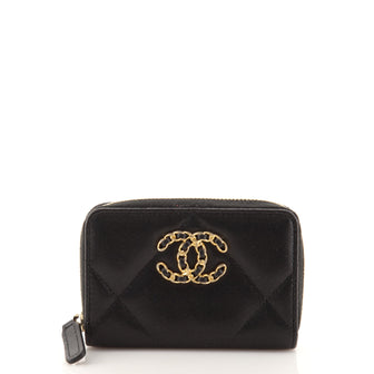 Chanel 19 Zip Coin Purse Quilted Goatskin