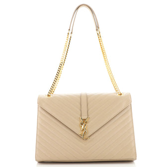 Saint Laurent Classic Monogram Envelope Satchel Matelasse Chevron Leather Large
