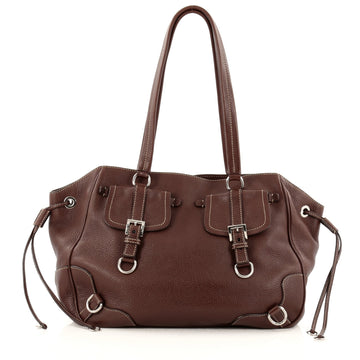 Prada Front Pocket Shoulder Bag Leather