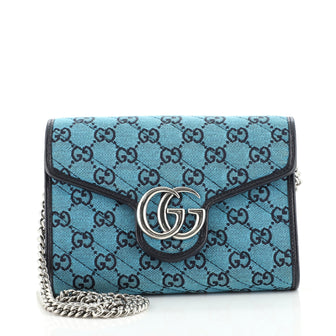 Gucci GG Marmont Chain Wallet Diagonal Quilted GG Canvas Mini