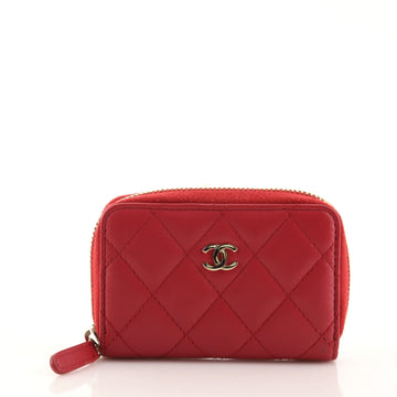Chanel CC Zip Coin Purse Quilted Lambskin Small