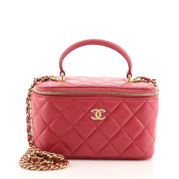 Chanel Classic Top Handle Vanity Case with Chain Quilted Lambskin Small