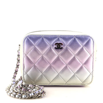Chanel Zip Around Vanity Case with Chain Quilted Gradient Metallic Calfskin with Gradient Hardware Mini