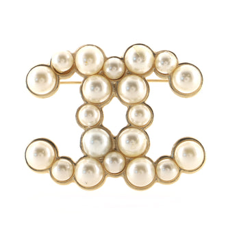 Chanel CC Brooch Metal with Faux Pearls