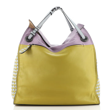 Bottega Veneta Palio Fold Over Tote Colorblock Nappa Leather With Intrecciato Detail