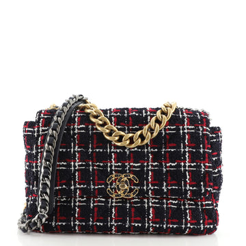 Chanel 19 Flap Bag Quilted Tweed Large