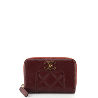 Chanel Mademoiselle Vintage Zip Coin Purse Quilted Sheepskin