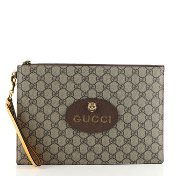 Gucci Neo Vintage Wristlet Pouch GG Coated Canvas