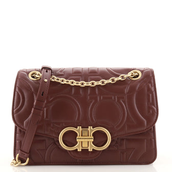 Salvatore Ferragamo Gancini Turnlock Flap Bag Gancini Quilted Leather Medium