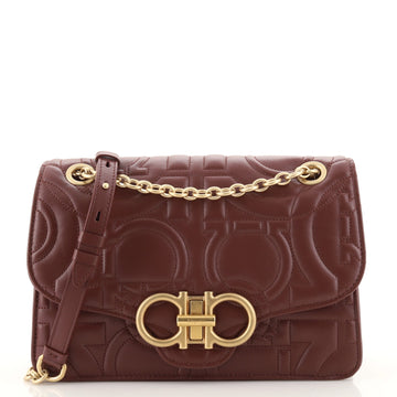 Salvatore Ferragamo Gancini Turnlock Flap Bag Gancini Quilted Leather Medium