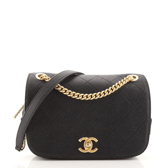 Chanel CC Zipped Full Flap Bag Stitched Caviar Medium
