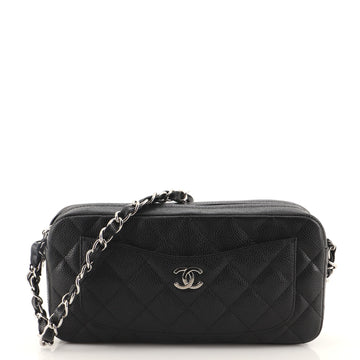 Chanel Front Pocket Camera Bag on Short Chain Quilted Caviar