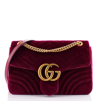 Gucci GG Marmont Flap Bag Matelasse Velvet Medium