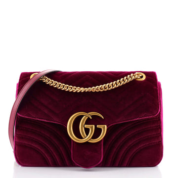 Gucci GG Marmont Flap Bag Matelasse Velvet Medium