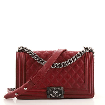 Chanel Boy Flap Bag Quilted Caviar Old Medium