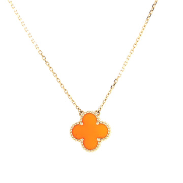 Van Cleef & Arpels Vintage Alhambra Pendant Necklace 18K Yellow Gold and Carnelian