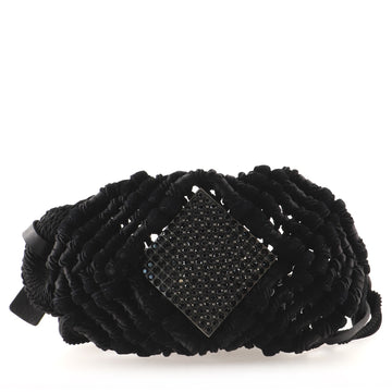 Saint Laurent Macrame Belt Strass Embellished Metal with Satin and Suede