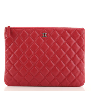 Chanel O Case Clutch Quilted Caviar Medium