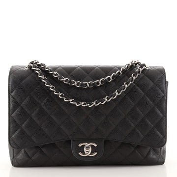 Chanel Classic Double Flap Bag Quilted Caviar Maxi