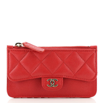 Chanel Flap Zip Card Holder Quilted Caviar