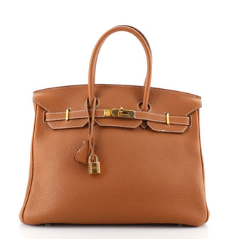 Hermes Birkin Handbag Brown Togo with Gold Hardware 35