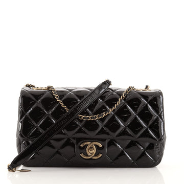 Chanel CC Eyelet Flap Bag Quilted Patent Medium