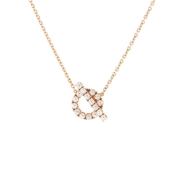 Hermes Finesse Pendant Necklace 18K Rose Gold and Diamonds