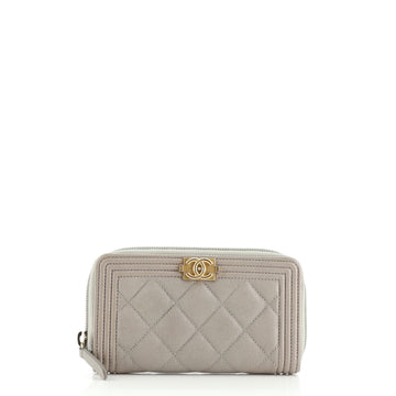 Chanel So Black Boy Zip Around Wallet Quilted Caviar Small