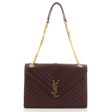 Saint Laurent Classic Monogram Envelope Satchel Matelasse Chevron Leather Large