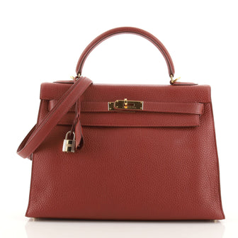 Hermes Kelly Handbag Red Togo with Gold Hardware 32