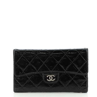 Chanel Trifold Wallet Quilted Patent Long