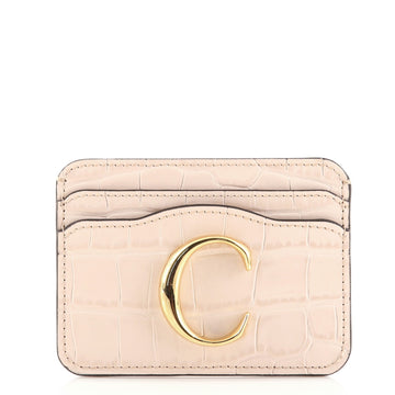 Chloe C Card Holder Crocodile Embossed Leather
