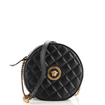Versace La Medusa Round Camera Bag Quilted Leather Small